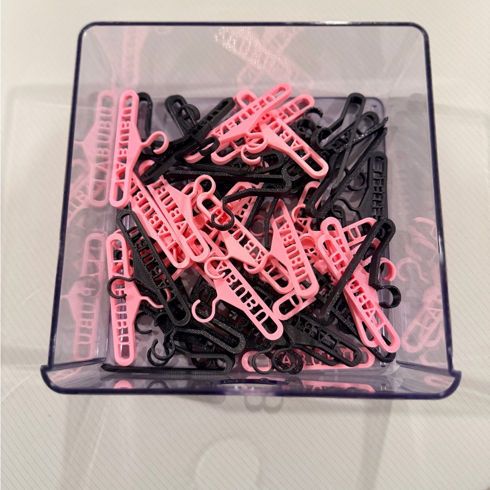 Labubu or Doll Clothes Pink and Black Mini Plastic Hangers - Bulk Pack